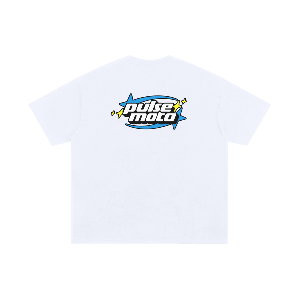 Pulse Moto T-Shirt (White + Blue)